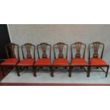 A set of six Georgian mahogany Hepplewhite style dining chairs. H.98cm