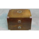 A miniature metal bound military style chest. H.33 W.42 D.50cm