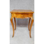 A Victorian burr walnut work table with vanity mirror to fitted interior with allover Arabesque