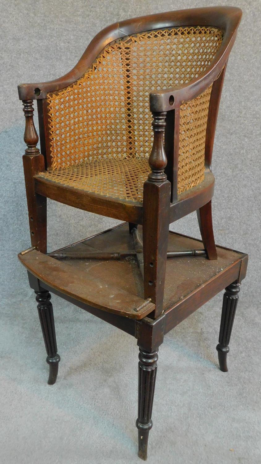 A Georgian mahogany child's bergere armchair on base with reeded swept supports. H.91cm - Image 2 of 5