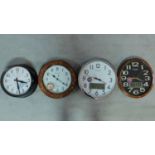 Four modern wall clocks. 42x38cm (largest)