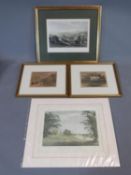 A collection of four coloured antique lithographs. Three framed and one mounted. Balmoral Castle,