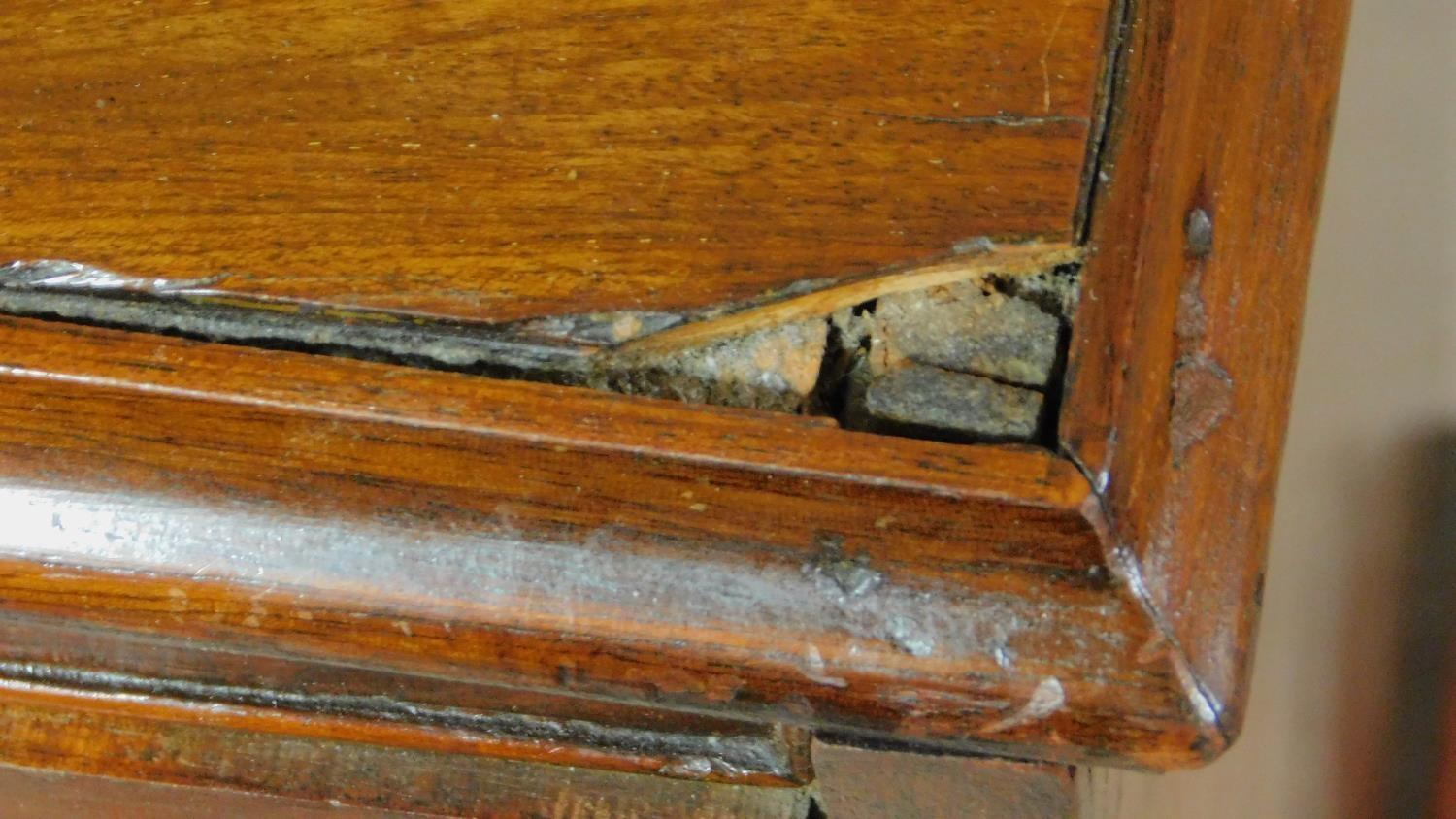 A Georgian mahogany chest of four long drawers fitted with brush slide on bracket feet. H.80 W.74 - Image 8 of 8