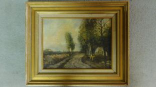 A 19th century gilt framed oil on canvas of a landscape, by De Bruin, signed by artist. Label verso.