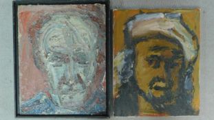 One oil on canvas and one oil on board, portraits by British artist Steve Mcann. Signed to