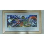 A framed and glazed signed print titled 'London Deltaism Symphony- The Transport', signed Ali, 1992.