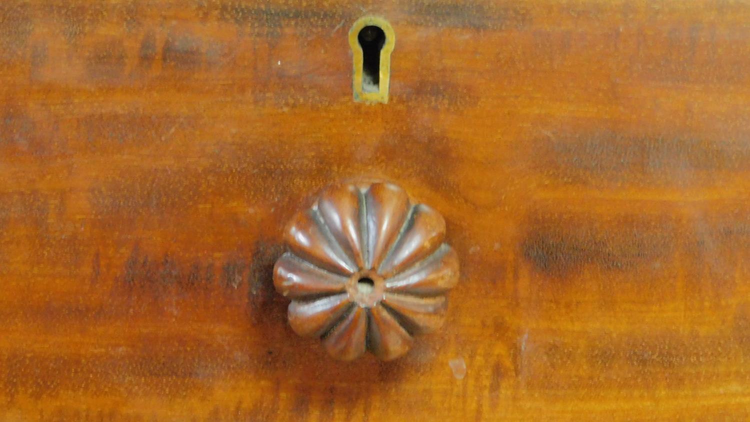 A Regency mahogany press cupboard with fitted central panel doors enclosing linen slides, flanked by - Image 7 of 10