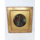 A 19th century gilt wood framed oil on board. Depicts the Virgin Mary with Jesus as a young boy.