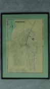 A framed and glazed vintage map of Fordham. 73x54cm