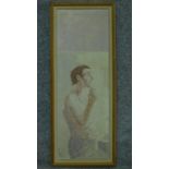 A framed oil on board of a male figure, signed Michael E. Francis. 79x32cm