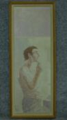 A framed oil on board of a male figure, signed Michael E. Francis. 79x32cm