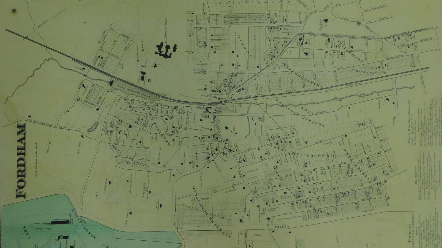 A framed and glazed vintage map of Fordham. 73x54cm - Image 2 of 4