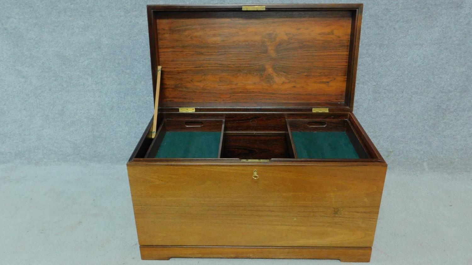 A 1950's Danish rosewood blanket box fitted with two velvet lined sliding shelves by designer Kaj - Image 2 of 11