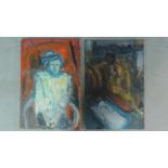 A pair of oil on canvases by British artist Steve Mcann. Signed to reverse. 92x61cm