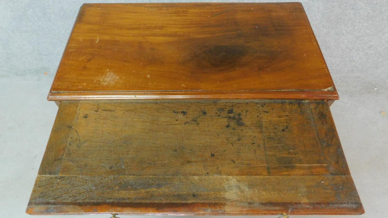 A Georgian mahogany chest of four long drawers fitted with brush slide on bracket feet. H.80 W.74 - Image 4 of 8