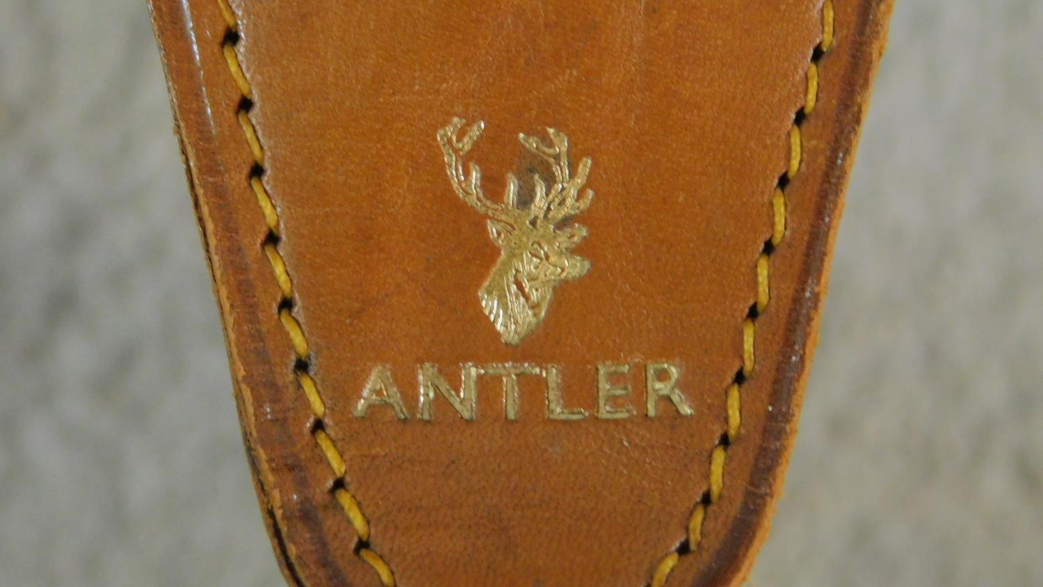 One vintage leather suitcase together with two vintage leather men's bags, one by Antler, one - Image 5 of 7