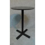 A Pedrali metal tall bistro table painted black. H.74 W.49 D.49cm