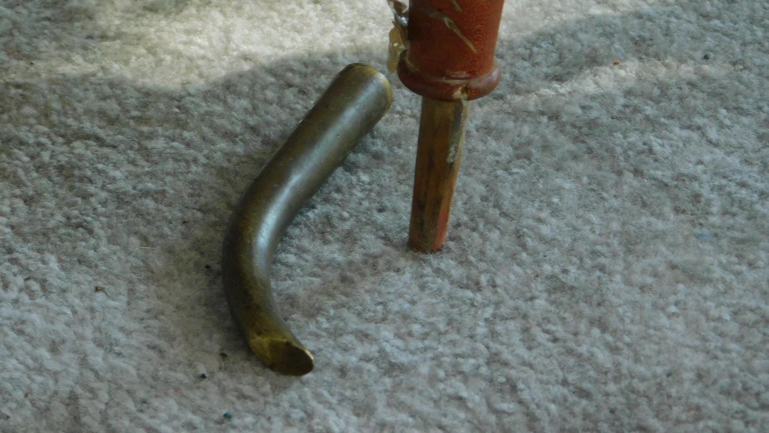 A Victorian walnut occasional table on turned and spiral twist stretchered base on swept brass - Image 6 of 6