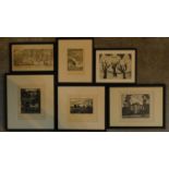 A collection of six framed and glazed lithographs depicting various landscapes. 45x40cm