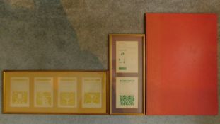 Two framed and glazed covers of different famous novels together with a very large copy of 'Two