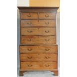 A Georgian mahogany two part chest on chest of two short over six long drawers fitted with
