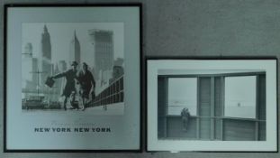 Two framed prints. One of a photo by Norman Parkinson, titled New York New York. The other of a