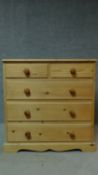 A pine chest of two short over three long drawers. H.92 W.92 D.47cm