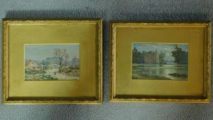 A of gilt framed 19th century watercolours of landscapes. 24x28cm