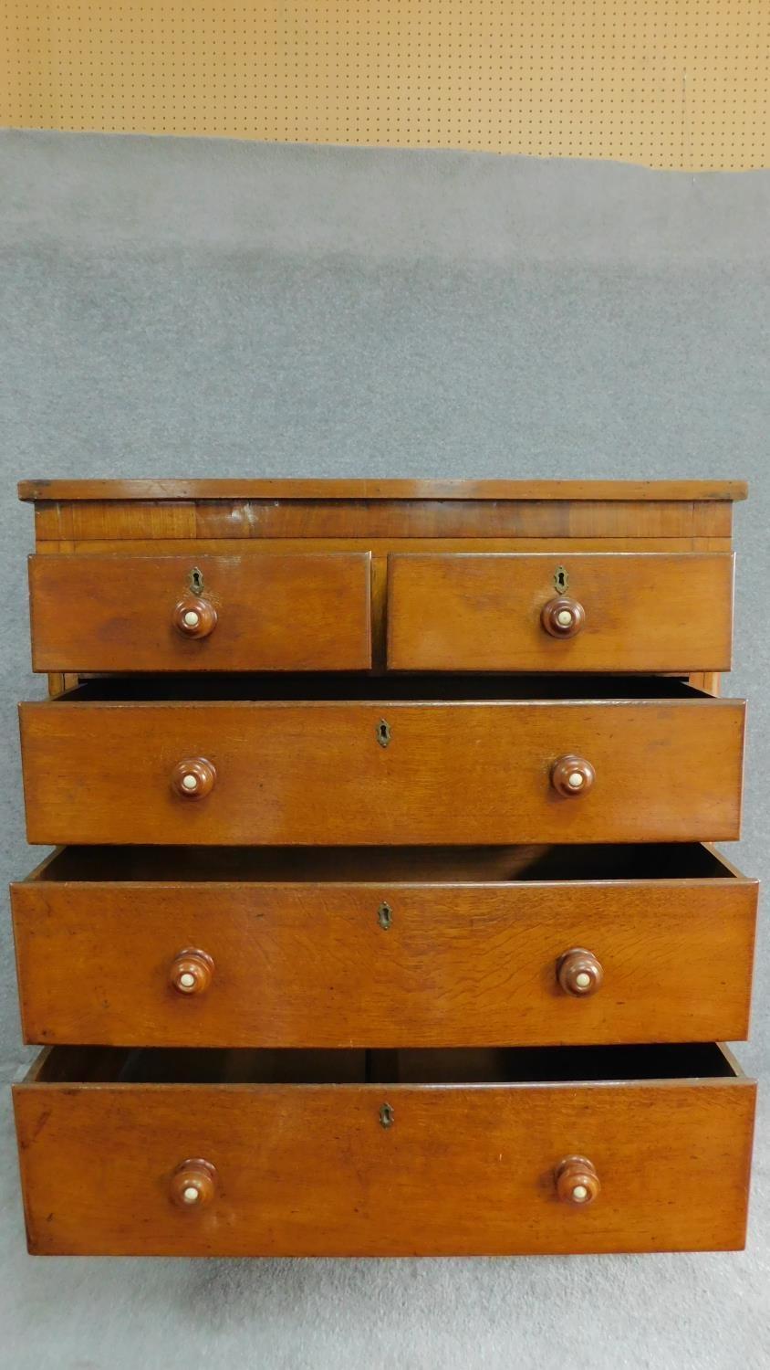 A Victorian oak and mahogany chest of two short over three long drawers flanked by pilasters - Image 2 of 6