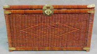 A wicker brass bound hamper. H.51 W.89 D.51cm