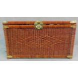 A wicker brass bound hamper. H.51 W.89 D.51cm