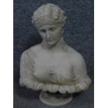 An antique Copeland parian bust of Clytie, The Water Nymph, modelled by C. Delpech for the Art Union