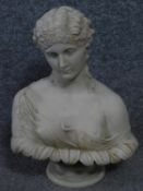 An antique Copeland parian bust of Clytie, The Water Nymph, modelled by C. Delpech for the Art Union