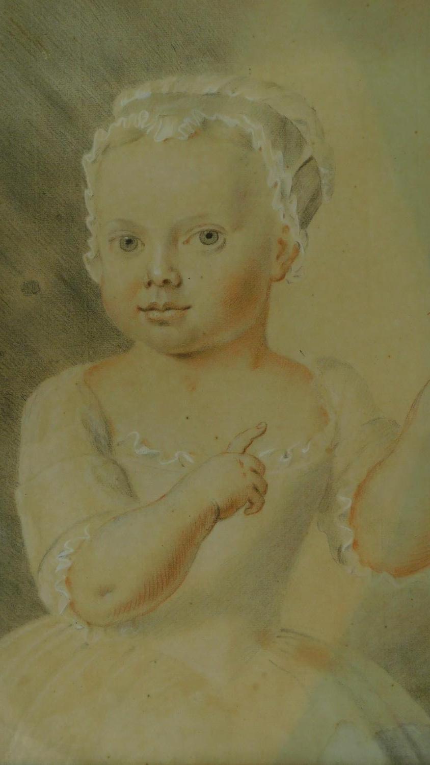 A framed pastel and watercolour depicting a child holding a bird. 57x43cm - Image 2 of 3