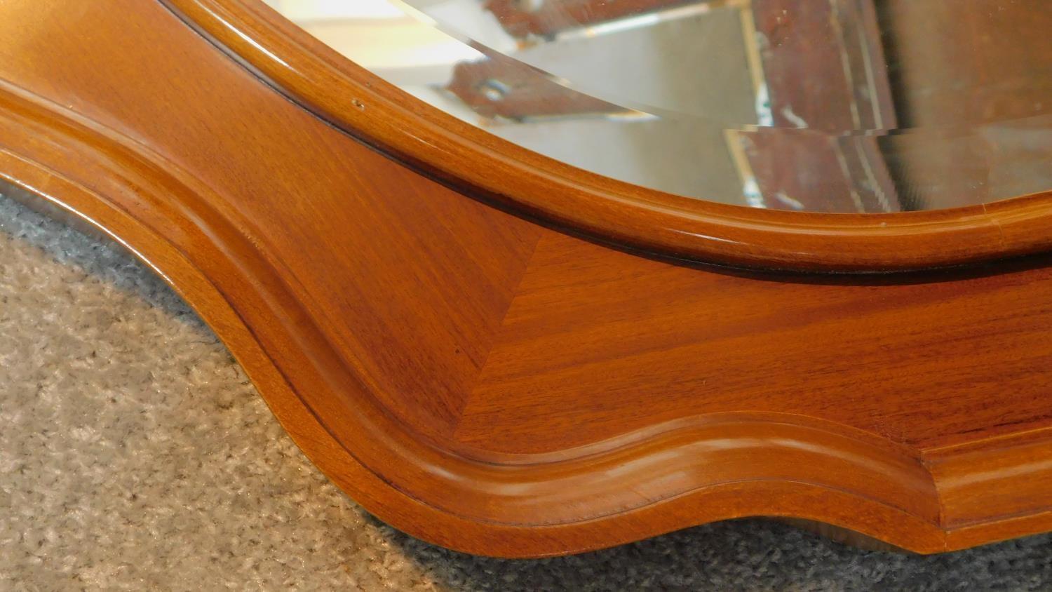 A Continental walnut and line inlaid pier mirror and console table fitted frieze drawer on - Image 5 of 9
