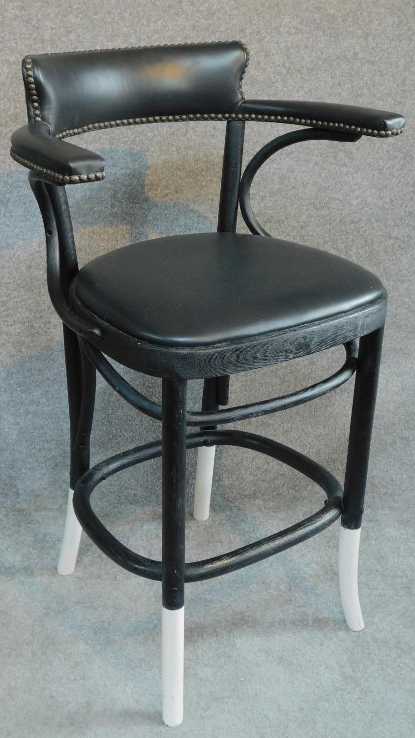 A set of three ebonised bentwood style bar chairs. H.98cm - Image 2 of 5