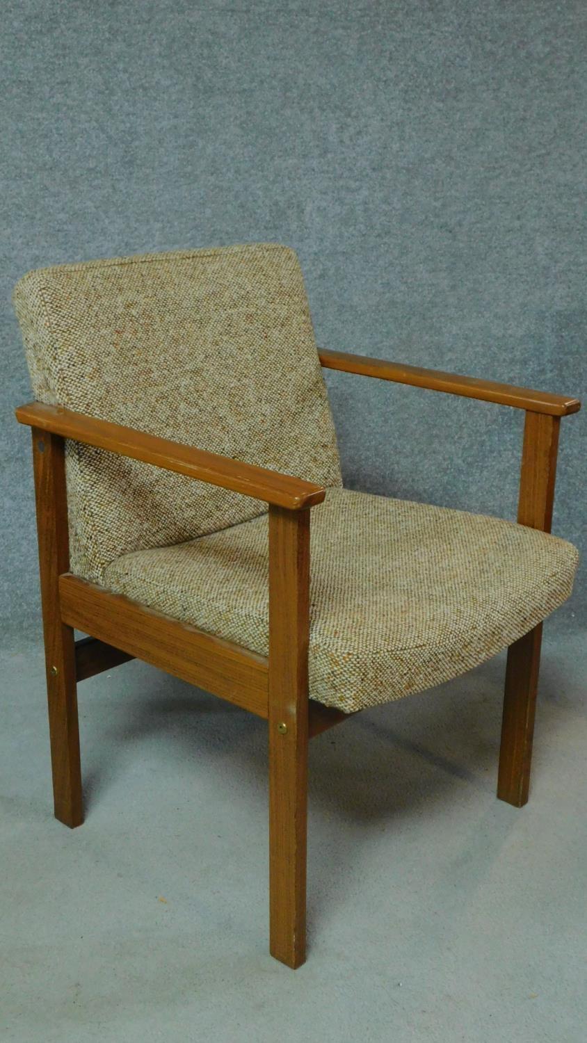 Three vintage teak armchairs with beige upholstery, by Antocks Lairn. H.80cm - Image 2 of 5