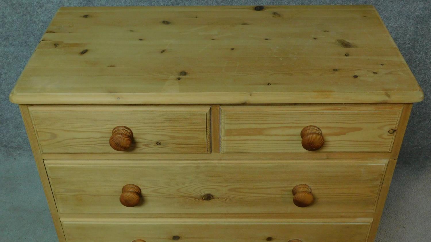 A pine chest of two short over three long drawers. H.92 W.92 D.47cm - Image 3 of 5