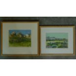 A pair of framed watercolours by David Parfitt. Both landscapes. Label verso. 41x45cm (largest)