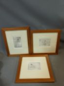 Three framed prints of female nudes by British artist Lesley Duxbury (1921-2001), accompanied by