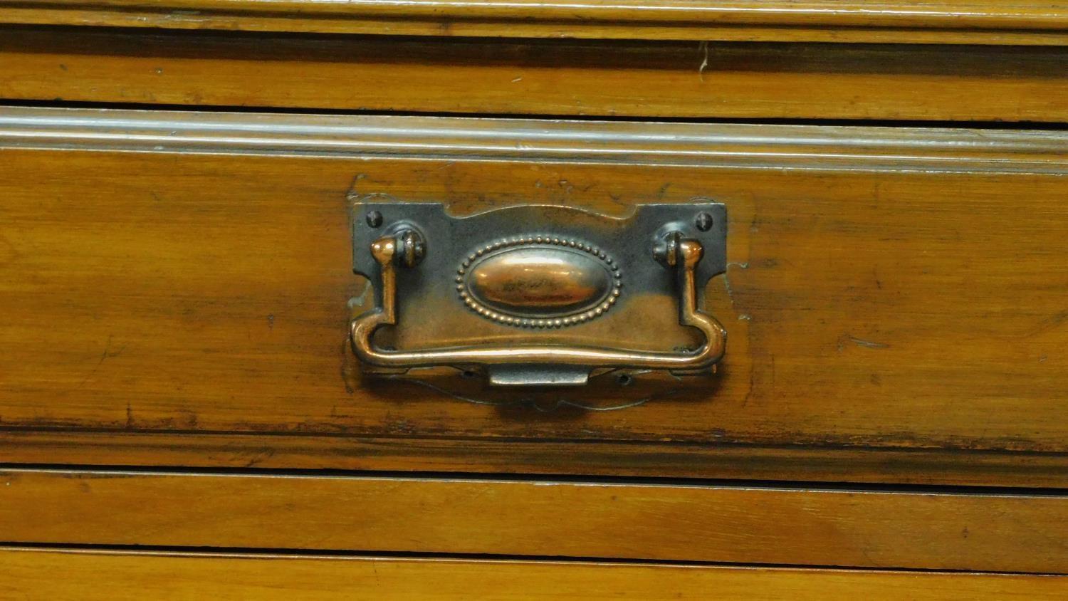 A Victorian oak library bookcase, the upper glazed section above panelled doors on plinth base. H. - Image 5 of 7