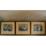 Three framed and glazed lithographs of John Surtees, Stirling Moss and Juan Manuel Fangio from
