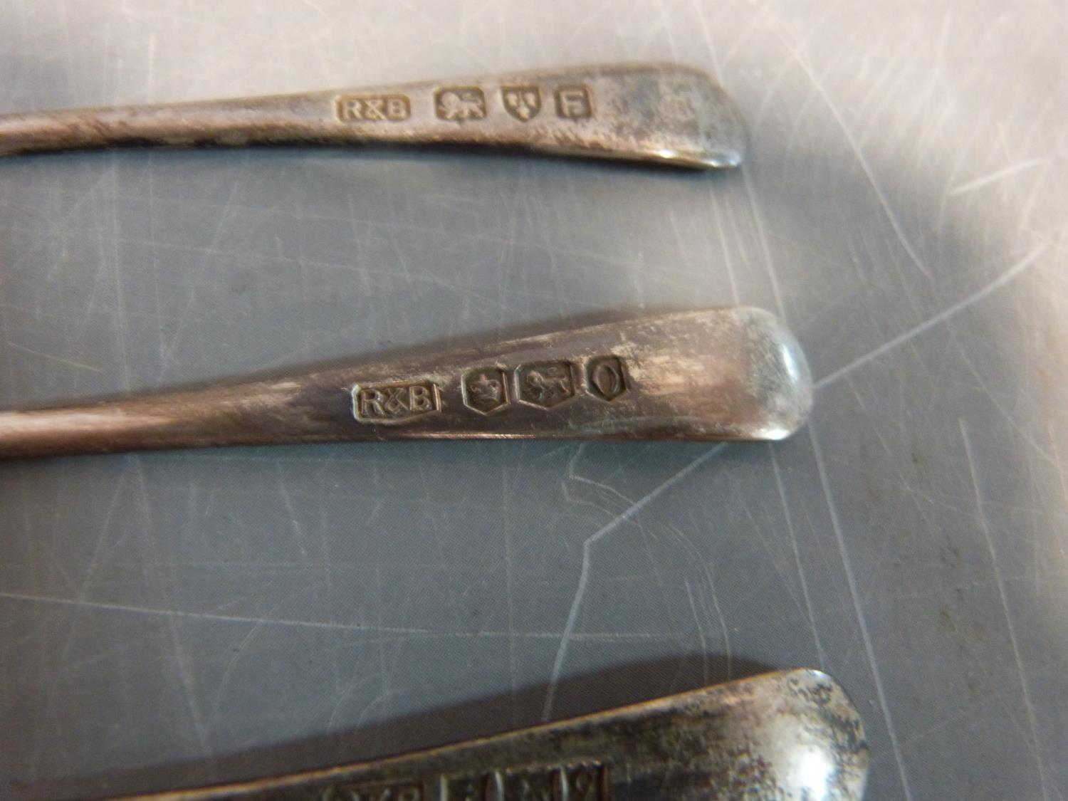A cased set of British Hallmark silver spoons, each with a different town assay Mark, comes with - Image 9 of 9