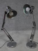 A pair of vintage metal angle poise desk lamps. H.75cm