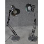 A pair of vintage metal angle poise desk lamps. H.75cm