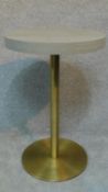 A Pedrali Inox brass and wood laminate tall table painted grey. H.75 W.50 D.50cm