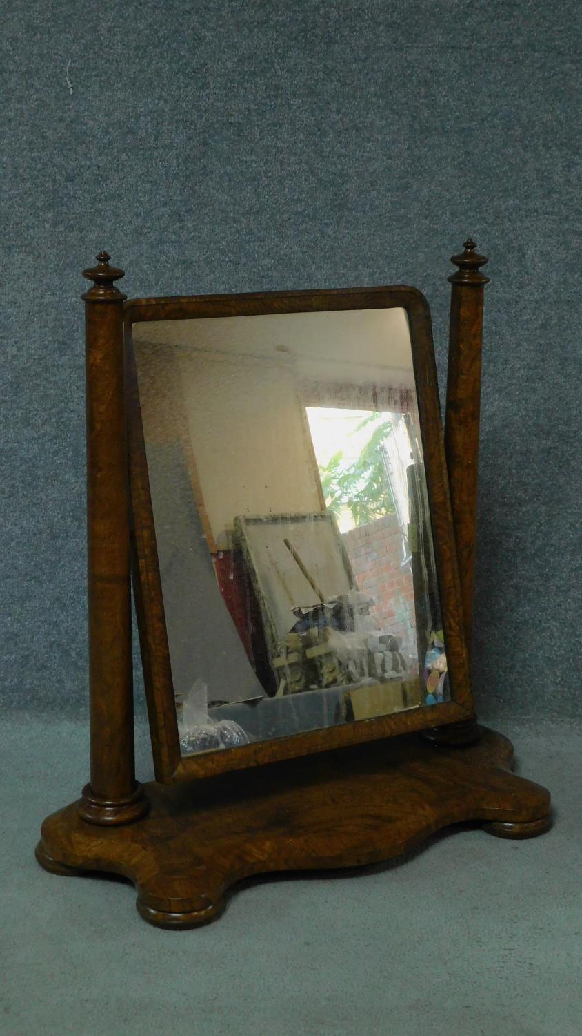 A Victorian burr walnut adjustable toilet mirror. H.84 W.80cm - Image 2 of 5