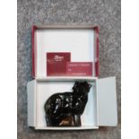 A new in box Czech brown glass lamb by Moser. Designed by Jaroslav Stursa. Signed to base and has