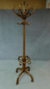 A late 19th century bentwood coat stand in beechwood. H.221cm