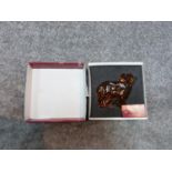 A new in box Czech amber glass lamb by Moser, designed by Jaroslav Stursa. Signed to base and has